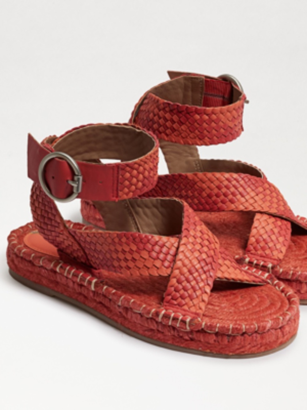 Sam Edelman Dakota Espadrille Platform Sandal Brick Red Leather Size 7